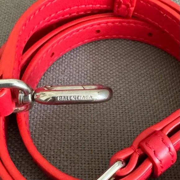 Balenciaga Hourglass Red Leather Crystals-Logo Top Handle Mini Bag, NWT! - Picture 7 of 11